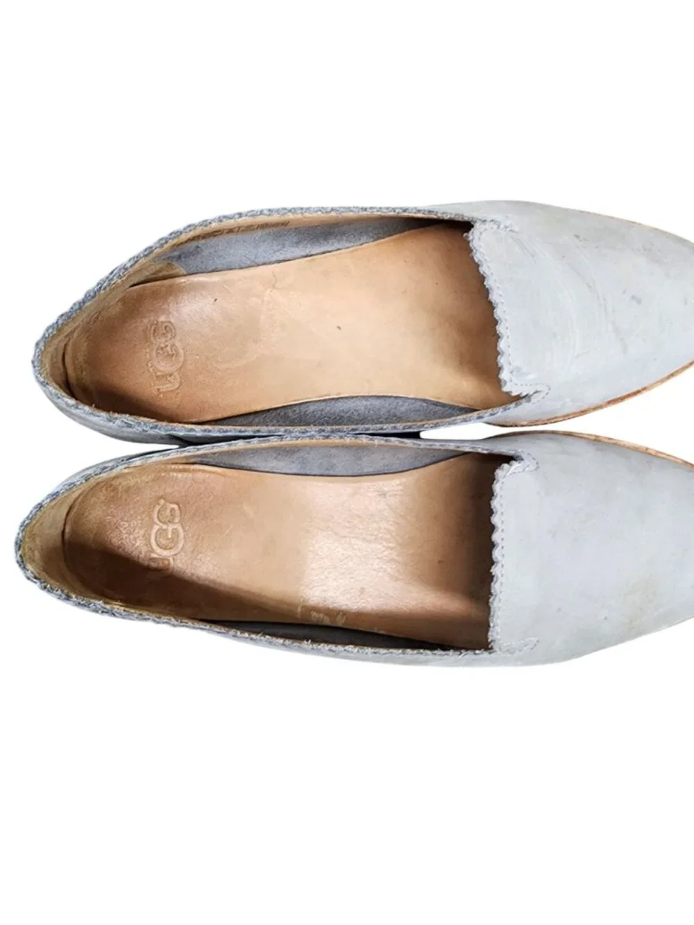 UGG Shoes Womens Size 7 Vista Gray Nubuck Leather Slip On Loafer *Read*